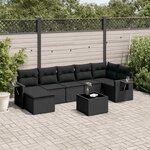 vidaXL Salon de jardin 8 Pièces avec coussins noir résine tressée