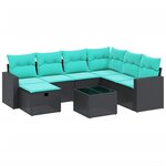 vidaXL Salon de jardin avec coussins 7 Pièces beige résine tressée