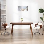 vidaXL Chaise pivotante à manger Blanc Bois courbé et similicuir