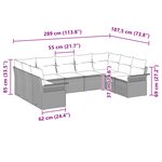 vidaXL Ensemble de canapé de jardin 9 pièces avec coussins gris en poly rattan