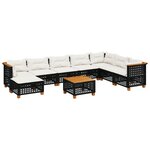 vidaXL Salon de jardin 9 Pièces avec coussins noir résine tressée