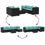 vidaXL Salon de jardin 6 Pièces avec coussins Noir Résine tressée
