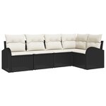 Ensemble de Canapé de Jardin vidaXL 5 Pièces avec Coussins Noir Poly Rattan
