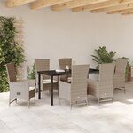 vidaXL Ensemble de Salle à Manger de Jardin 7 Pièces avec Coussins Beige Poly Rattan