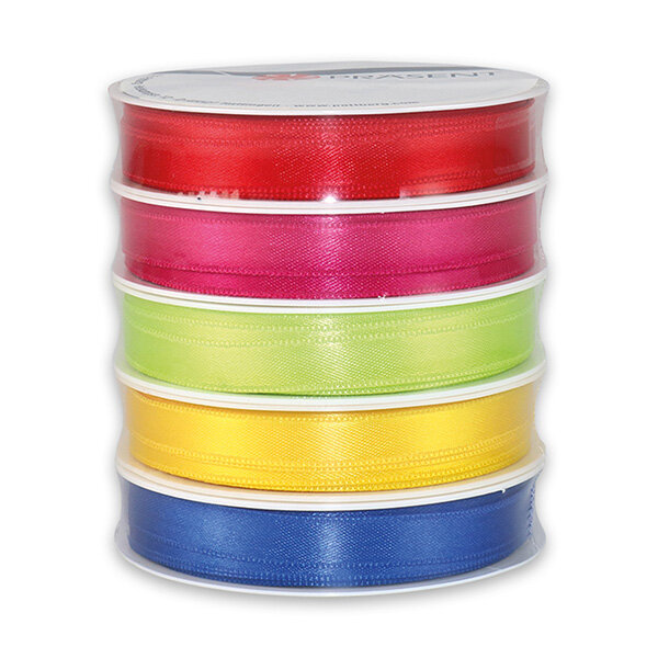 Set de rubans 5 x 3 m satin 10 mm couleurs assortie
