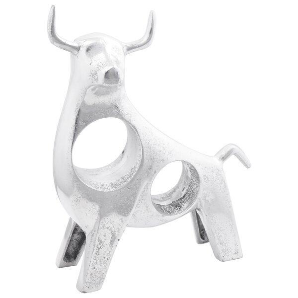Sculpture de Taureau vidaXL Argent 22x9 5x34 cm Aluminium