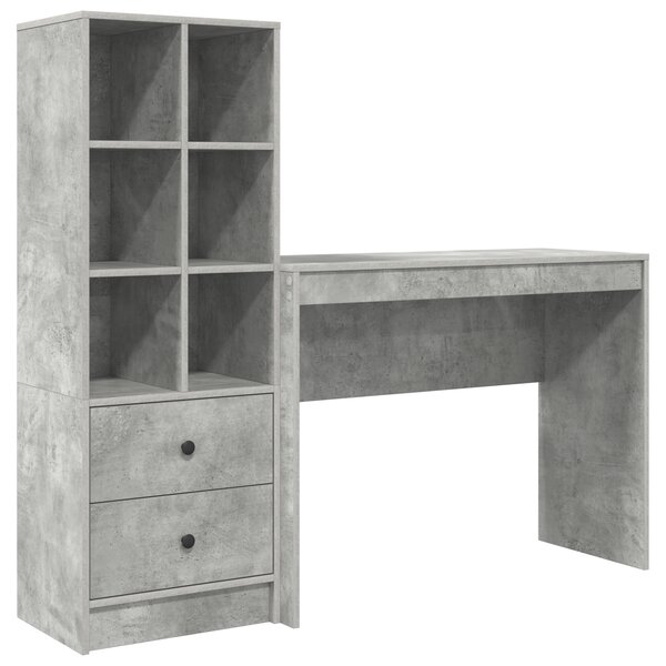 vidaXL Bureau avec rangement Gris béton Bois composite