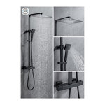 Colonne de douche OCEANIC - Mitigeur thermostatique - Pomme haute carrée 30x30 cm - Noir mat