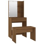 vidaXL Ensemble de coiffeuse avec LED Chêne marron Bois d'ingénierie