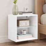 vidaXL Table de chevet murale avec lumières LED blanc
