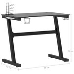 vidaXL Bureau de jeu à LED avec pieds en forme de Z Noir 90x60x75 cm