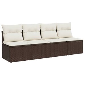 vidaXL Canapé de jardin avec coussins 4 places marron résine tressée