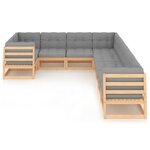 Salon de jardin meuble d'extérieur ensemble de mobilier 9 pièces avec coussins bois de pin massif 02_0017937