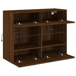 vidaXL Meuble TV mural avec lumières LED chêne marron 78 5x30x60 5 cm