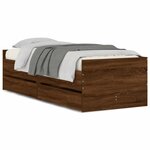vidaXL Cadre de lit avec tiroirs chêne marron 90x190 cm