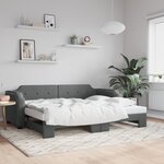 vidaXL Lit de jour avec lit gigogne gris foncé 80x200 cm tissu