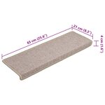 vidaXL Tapis d'escalier 15 Pièces 65x21x4 cm Taupe