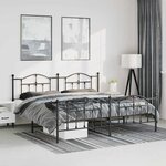 vidaXL Cadre de lit métal sans matelas avec pied de lit noir 193x203cm