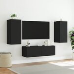 vidaXL Meuble TV muraux 3 Pièces avec lumières LED noir