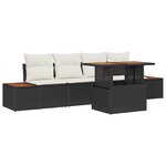 vidaXL Ensemble de salle à manger de jardin 5 pièces avec coussins en poly rattan noir et acacia