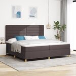 vidaXL Lit à sommier brun foncé 200 x 200 cm Tissu