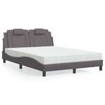 vidaXL Lit avec matelas gris 140x200 cm similicuir
