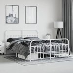 vidaXL Cadre de lit métal sans matelas et pied de lit blanc 180x200 cm
