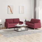vidaXL Ensemble de canapés 2 Pièces avec coussins Rouge bordeaux Tissu