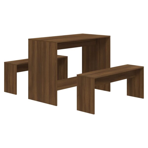vidaXL Ensemble à manger 3 Pièces Chêne marron Bois d'ingénierie