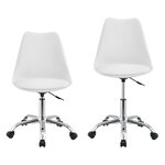 Fauteuil chaise de bureau siège rembourré à 5 roulettes rotatif à 360° et réglable en hauteur métal blanc 03_0004996