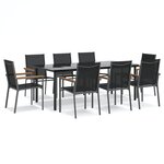 vidaXL Ensemble à manger de jardin 9 Pièces noir textilène et acier