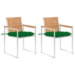 vidaXL Chaises de jardin avec coussins 2 Pièces Teck solide et acier
