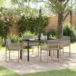 vidaXL Ensemble de salle à manger de jardin 5 pièces avec coussins beige en rattan poly