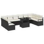 Set de Canapé de Jardin 11 Pièces avec Coussins Rattan Poly Noir