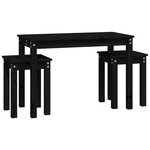 vidaXL Tables gigognes 3 Pièces Noir Bois de pin massif