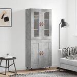 vidaXL Buffet haut Gris béton 69 5x34x180 cm Bois d'ingénierie