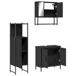 vidaXL Ensemble de meubles salle de bain 3 Pièces noir bois d'ingénierie