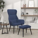 vidaXL Chaise de relaxation avec tabouret Bleu Tissu