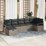 Ensemble de Canapés de Jardin 7 Pièces avec Coussins en Rattan Poly Gris