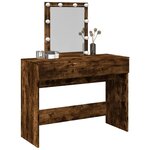 vidaXL Coiffeuse avec LED chêne fumé 100x40x130 cm