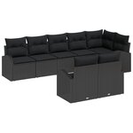 vidaXL Ensemble de canapé de jardin 8 pièces avec coussins en poly rotin noir