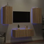 vidaXL Unités murales TV avec LED 4 Pièces chêne sonoma bois d'ingénierie