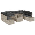 vidaXL Ensemble de canapé de jardin de 10 pièces avec coussins en poly rattan gris clair