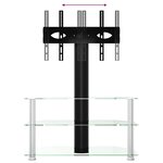 vidaXL Meuble TV d'angle 3 niveaux pour 32-70 pouces noir et argenté