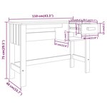 Bureau table poste de travail meuble d'ordinateur informatique étude HAMAR clair 110 x 40 x 75 cm bois massif de pin gris 02_0023852