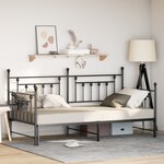 vidaXL Cadre de lit jumeau avec lit gigogne Noir 100x200 cm Acier