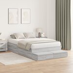 vidaXL Cadre de lit de rangement Gris Sonoma 120x200 cm