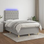 vidaXL Sommier à lattes de lit matelas LED gris clair 120x190 cm tissu