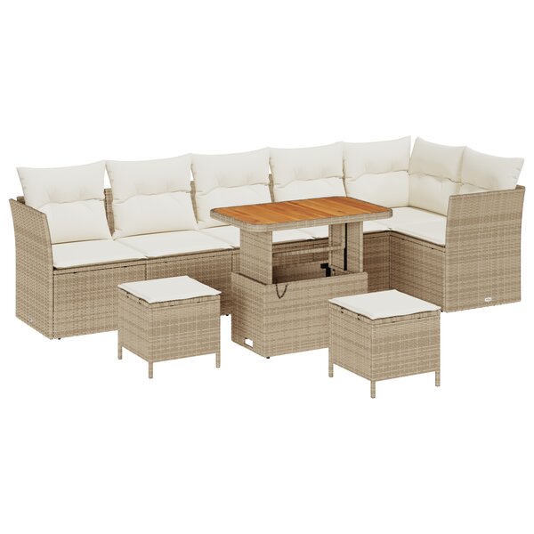 Ensemble de canapés de jardin 9 pièces avec coussins Beige Rotin synthétique