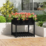 vidaXL Jardinière avec étagère Noir 82 5x82 5x81 cm Bois massif de pin